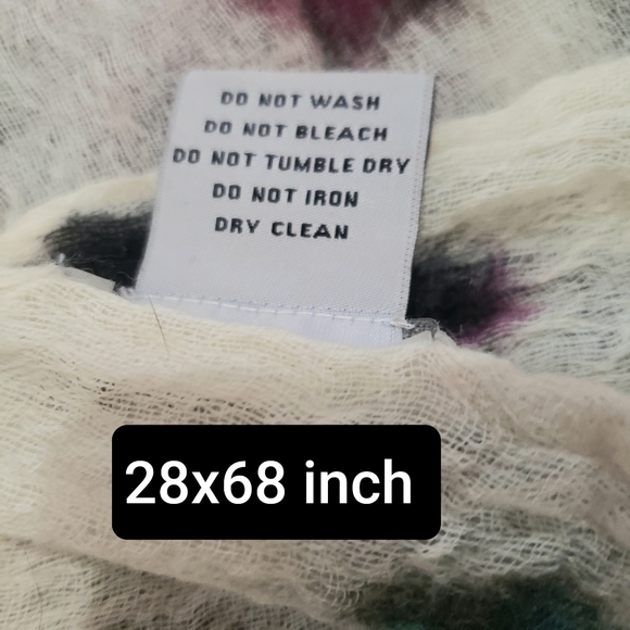 Hang N Hold Wool Crepe Floral Scarf Wrap 2 x68 Inch Raw Hem Colorful Lightweight - Picture 10 of 11